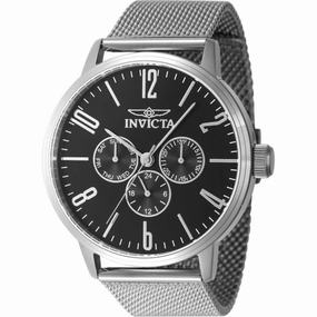 Invicta Men's Watch - Specialty Quartz Black Dial Silver Steel Mesh Bracelet | 47597