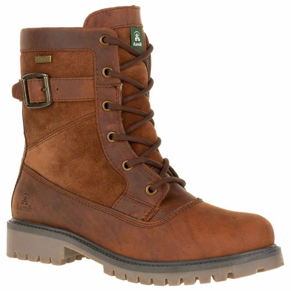 Kamik WK2046 Rogue Mid Waterproof Insulated Winter Boots for Ladies - Cognac - 7.5M