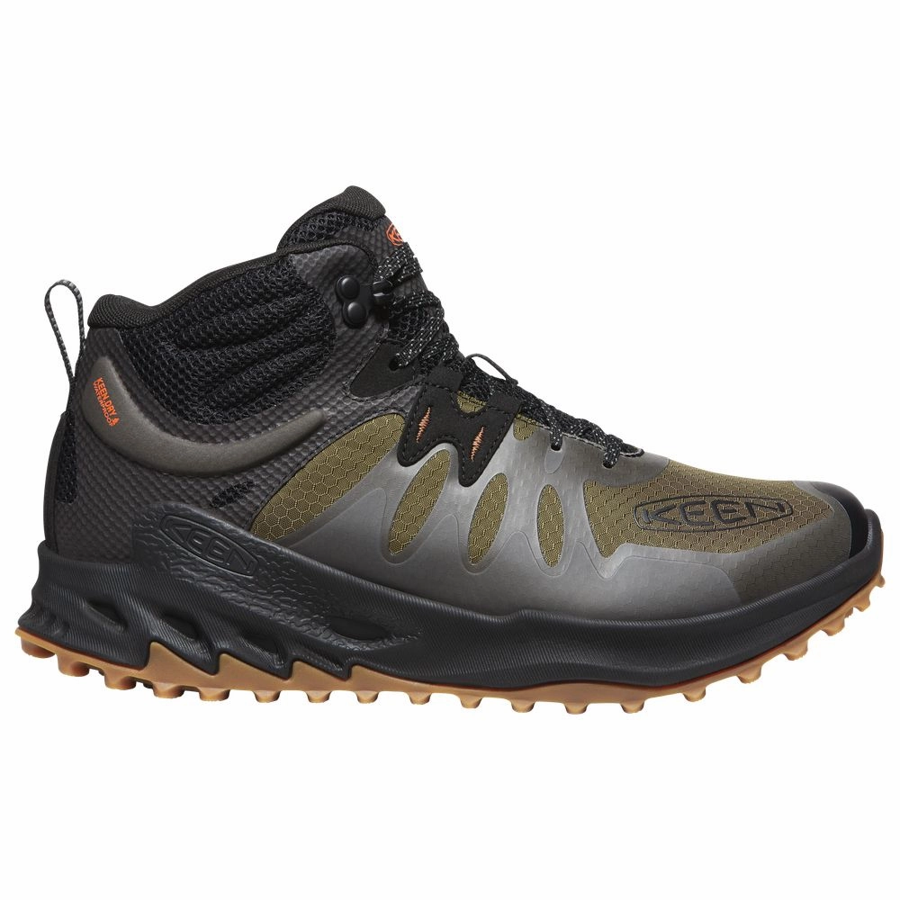 KEEN 1028035 Zionic Mid Waterproof Hiking Boots for Men - Dark Olive/Scarlet Ibis, 11M