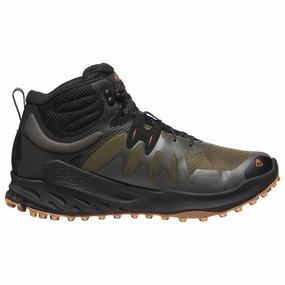 KEEN 1028035 Zionic Mid Waterproof Hiking Boots for Men - Dark Olive/Scarlet Ibis, 11M