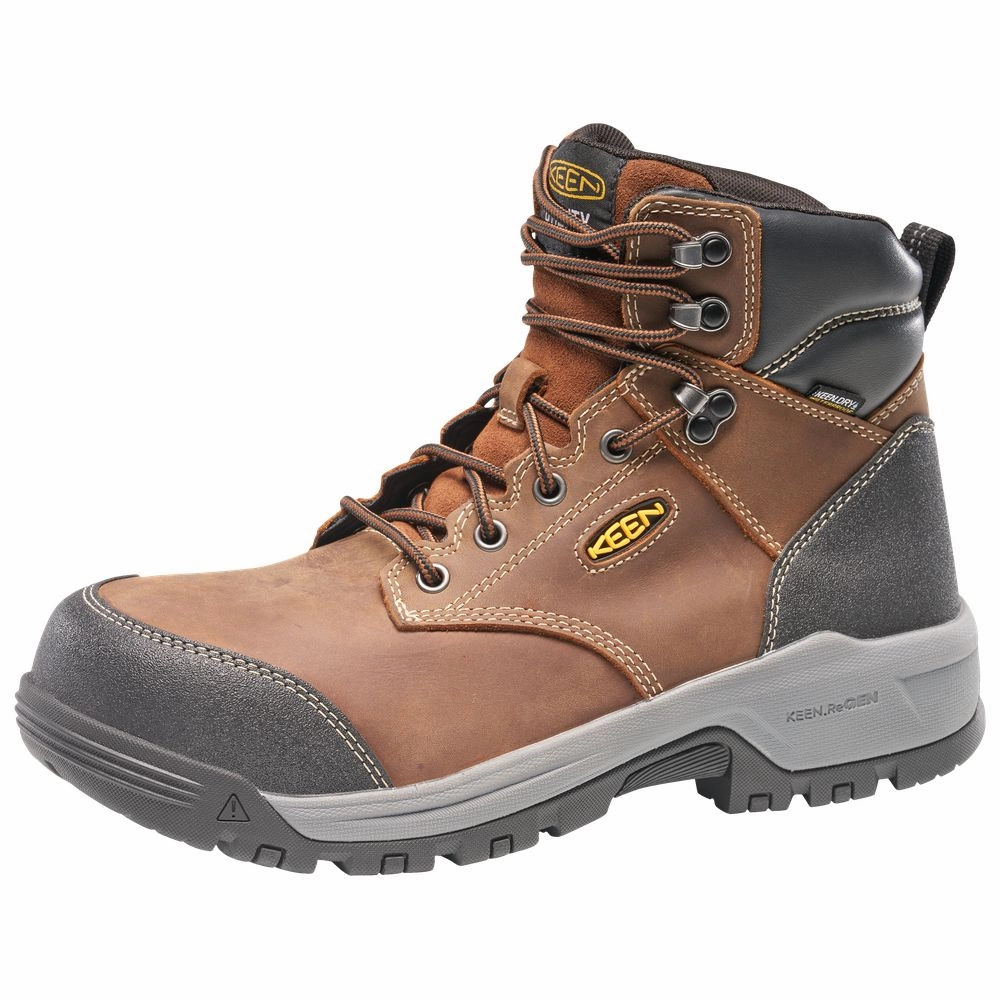 KEEN 1029149 Utility Evanston 6 Waterproof Carbon Toe Work Boots for Men - Bison/Black - 11W