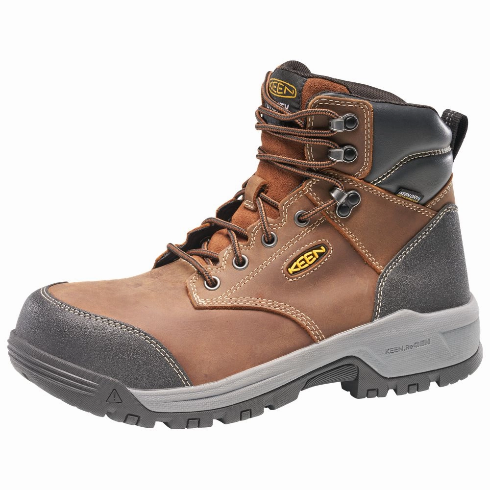 KEEN 1029149 Utility Evanston 6 Waterproof Carbon Toe Work Boots for Men - Bison/Black - 11W