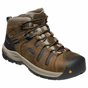 KEEN Flint II Waterproof Steel Toe Work Boots for Men - Cascade Brown - 11M