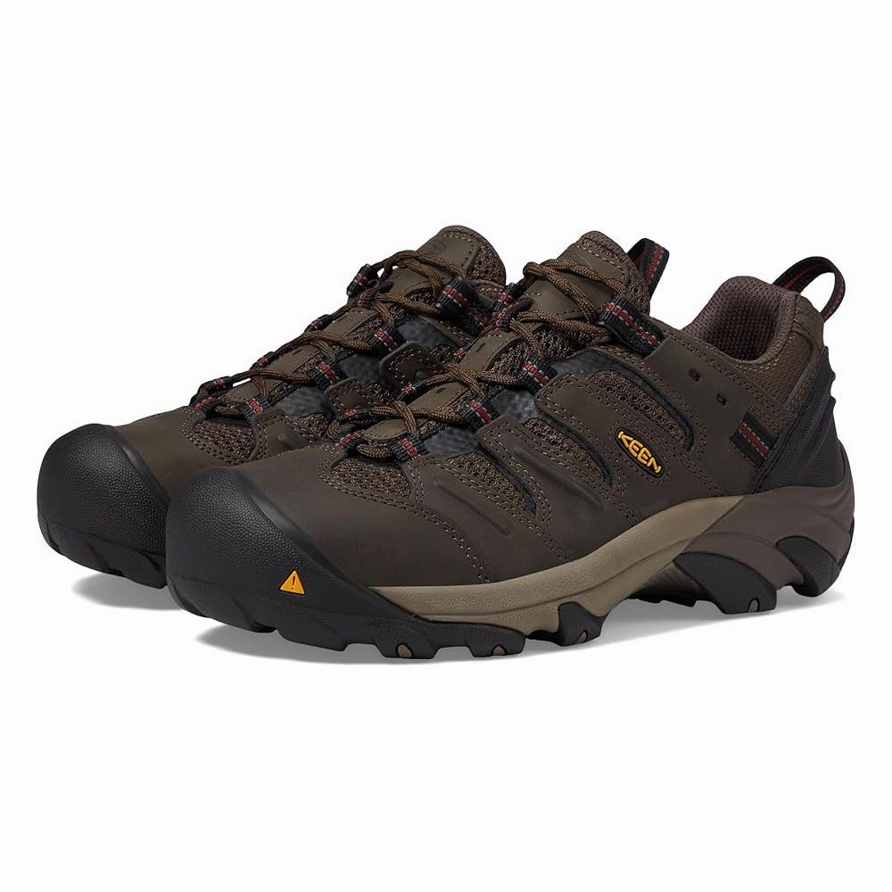 KEEN Utility 1023205 Lansing Steel Toe Work Shoes for Men - Cascade Brown/Fired Brick - 11M