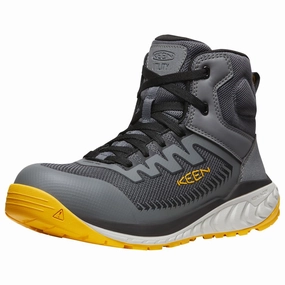 KEEN Utility 1027652 Arvada Mid Carbon Toe Work Boots for Men - Black/Keen Yellow - 10M