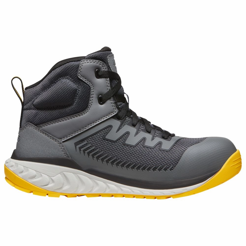 KEEN Utility 1027652 Arvada Mid Carbon Toe Work Boots for Men - Black/Keen Yellow - 10M