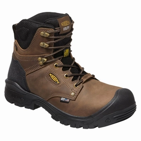 KEEN Utility Independence Waterproof Carbon Toe Work Boots for Men - Dark Earth/Black - 10.5W