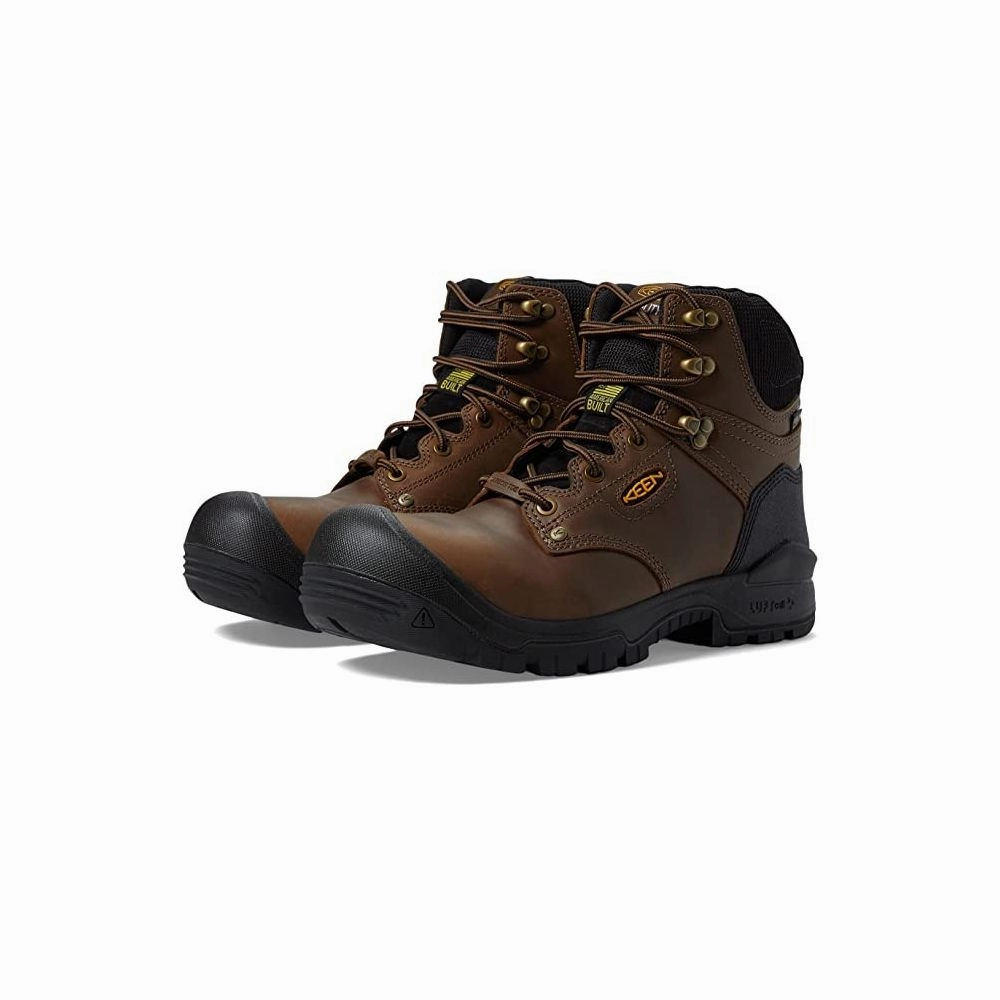 KEEN Utility Independence Waterproof Carbon Toe Work Boots for Men - Dark Earth/Black - 10.5W