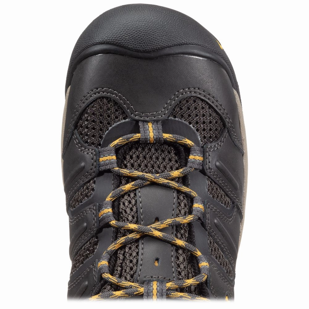 KEEN Utility Lansing Mid Waterproof Steel Toe Work Boots for Men - Raven/Tawny Olive - 11W