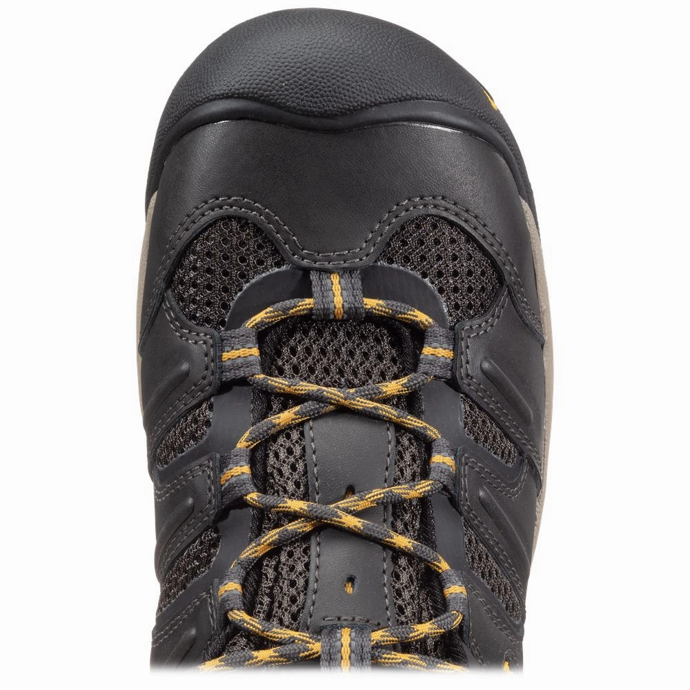 KEEN Utility Lansing Mid Waterproof Steel Toe Work Boots for Men - Raven/Tawny Olive - 11W
