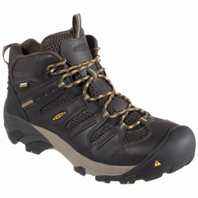 KEEN Utility Lansing Mid Waterproof Steel Toe Work Boots for Men - Raven/Tawny Olive - 8M
