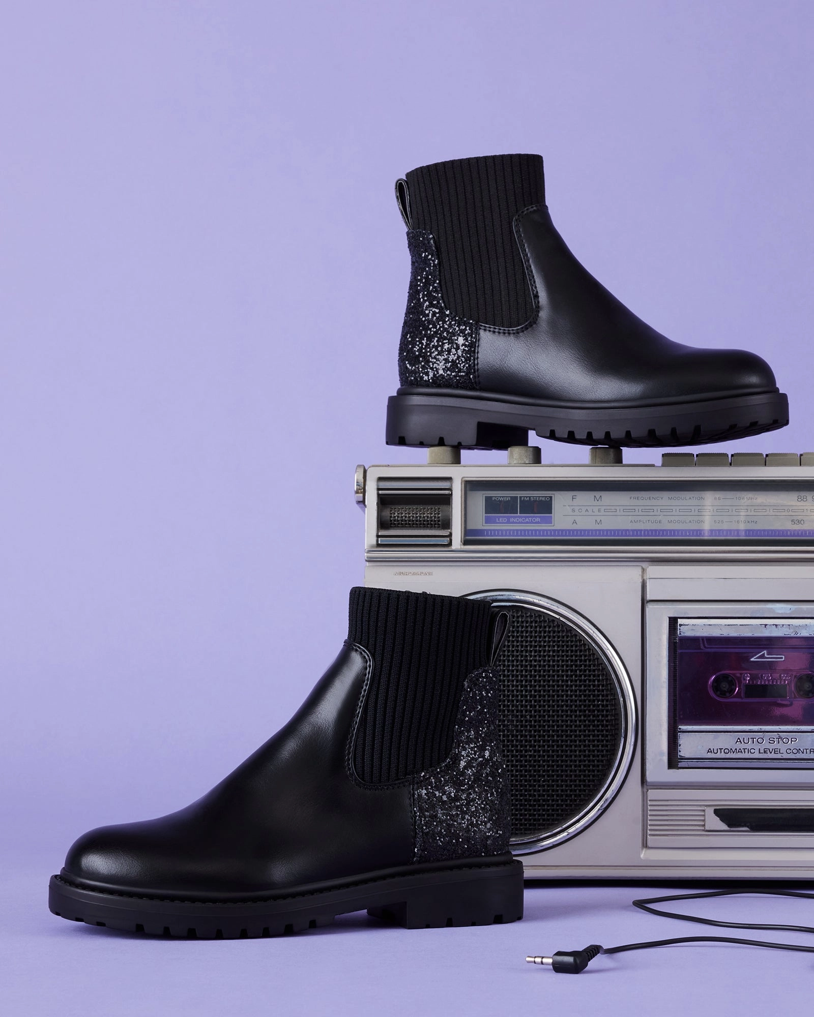 KIDS' LILYANA BLACK GLITTER