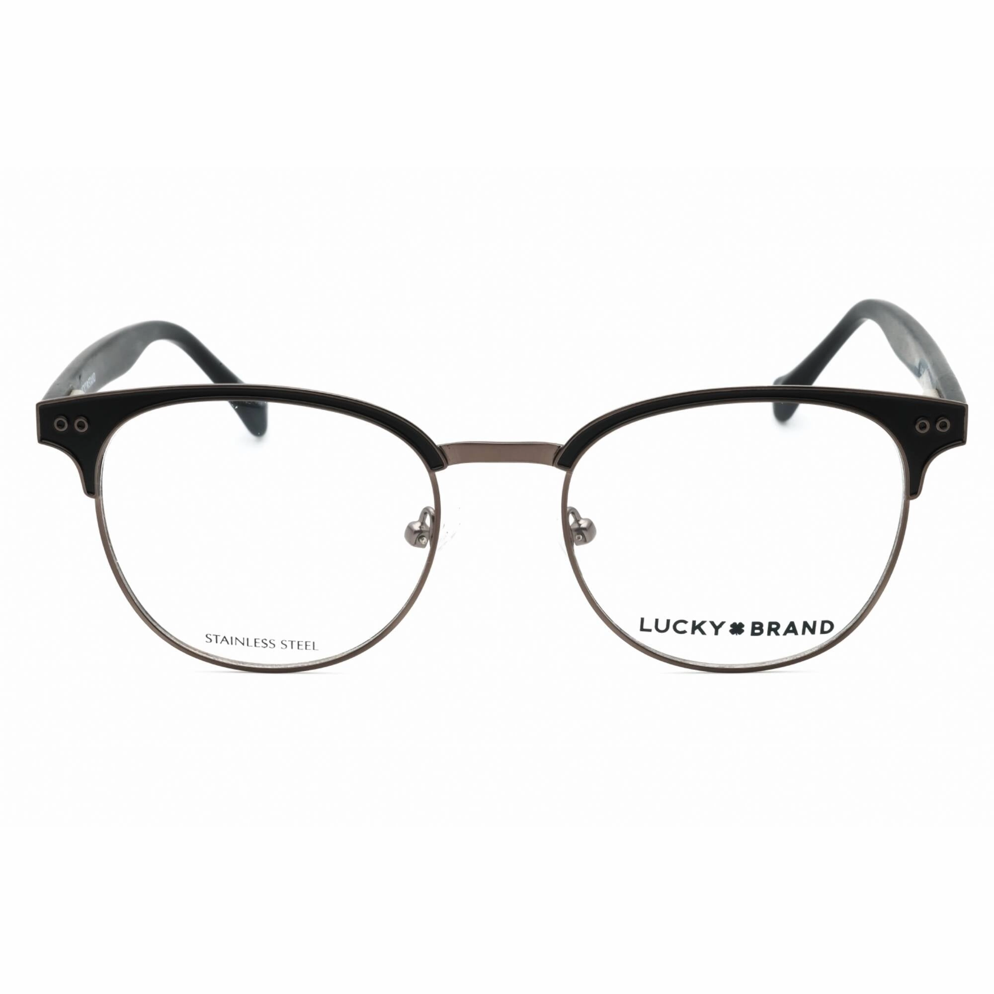 Lucky Brand Men's Eyeglasses - Black Metal Round Full Rim Frame Clear Lens | D306 BLA