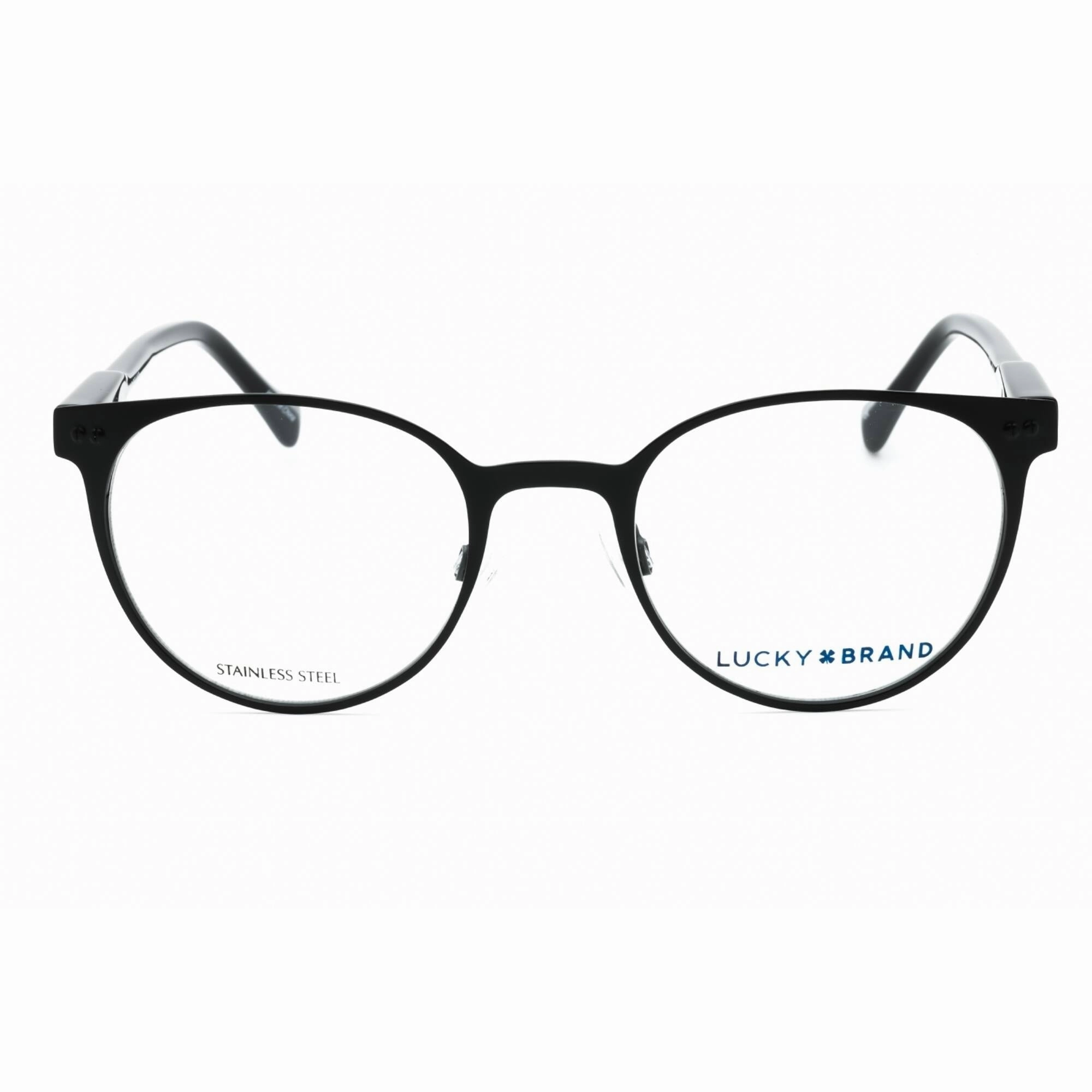 Lucky Brand Men's Eyeglasses - Black Metal Round Full Rim Frame Clear Lens | D314 0BLA