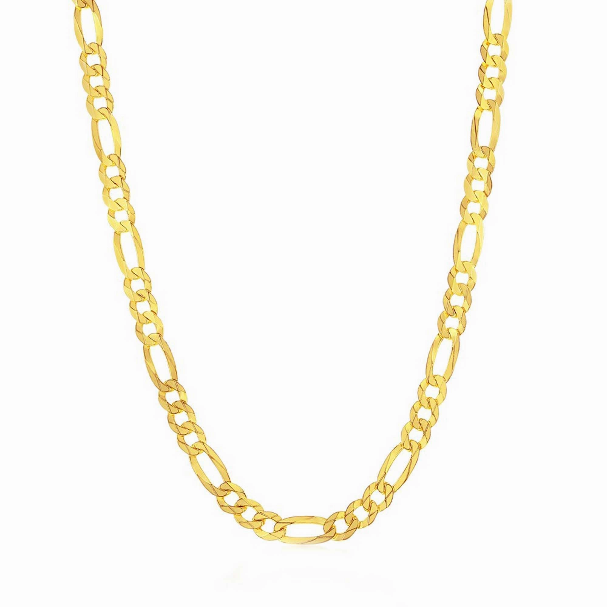 Men's Chain - Gold Sterling Silver 5mm Flat Figaro, 18 Inch | Q-5756-18