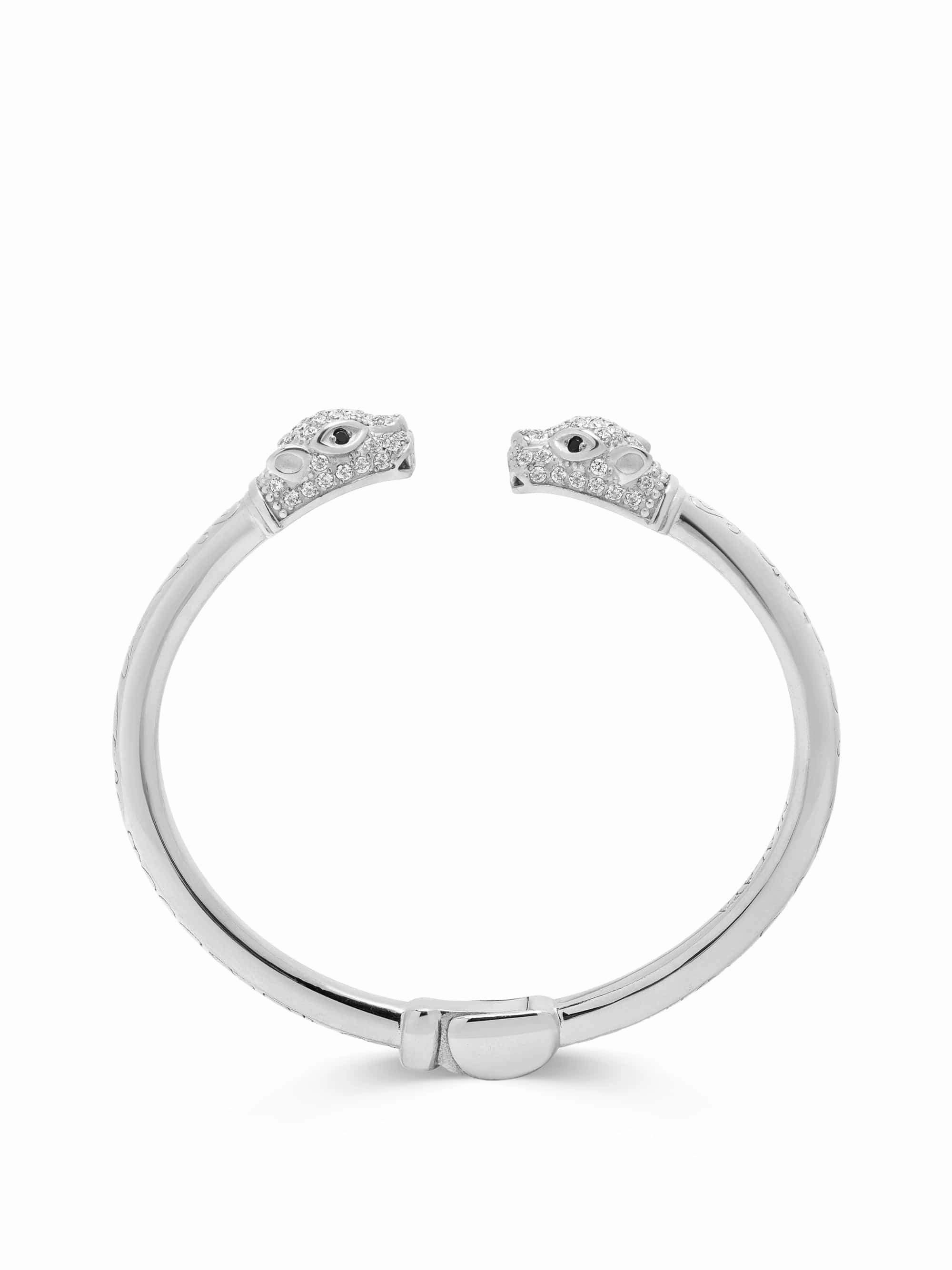 Men's Silver CZ Panther Bangle
