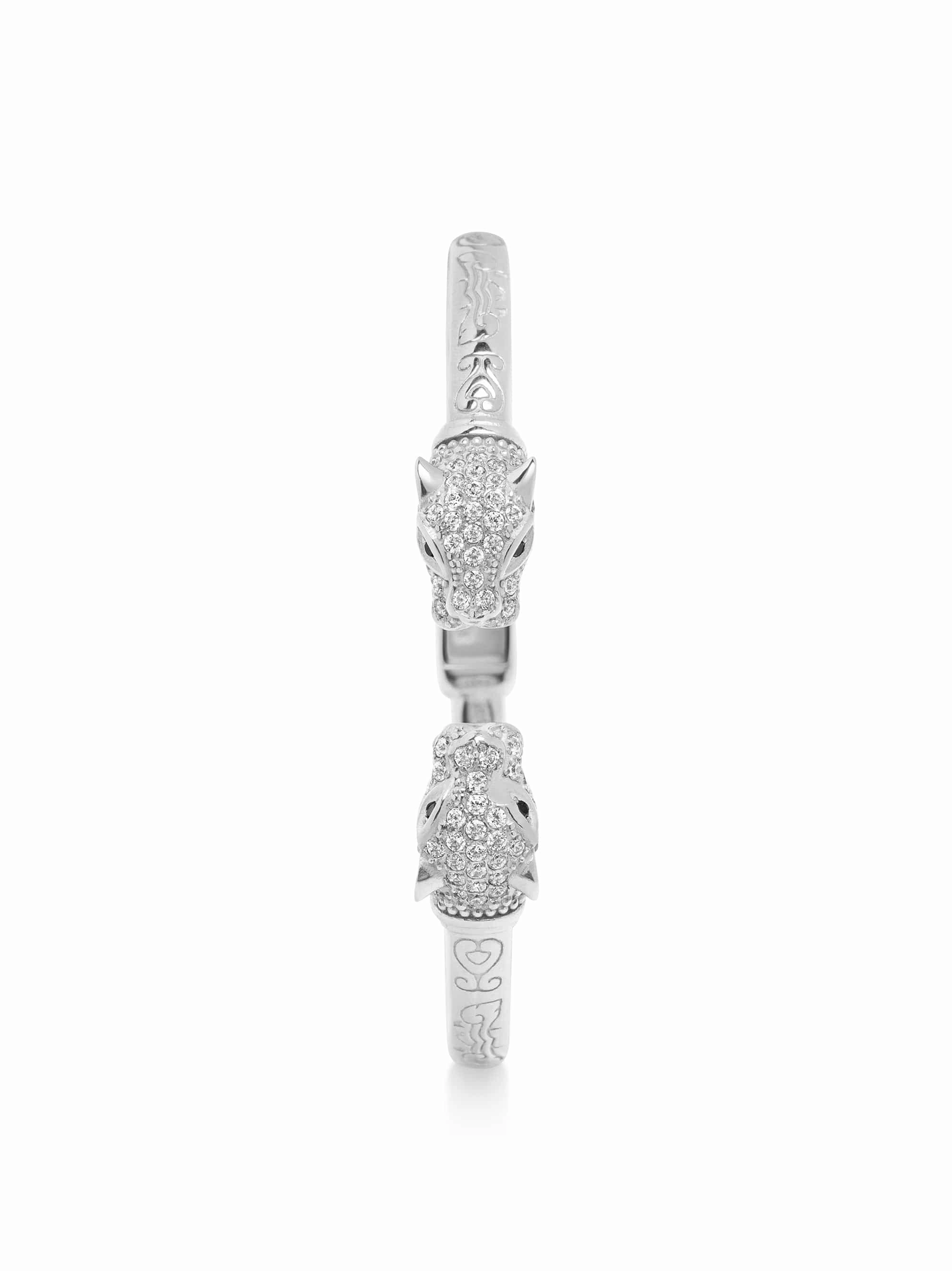 Men's Silver CZ Panther Bangle
