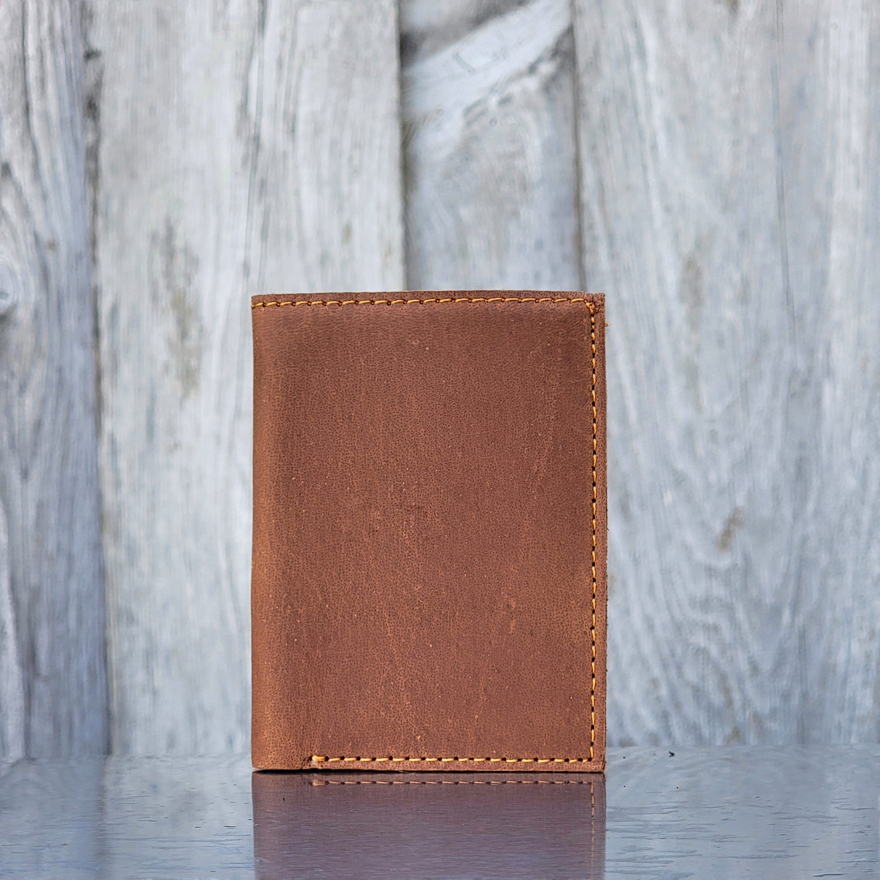 Meraki - Engraved Black Full Grain Leather Trifold Wallet