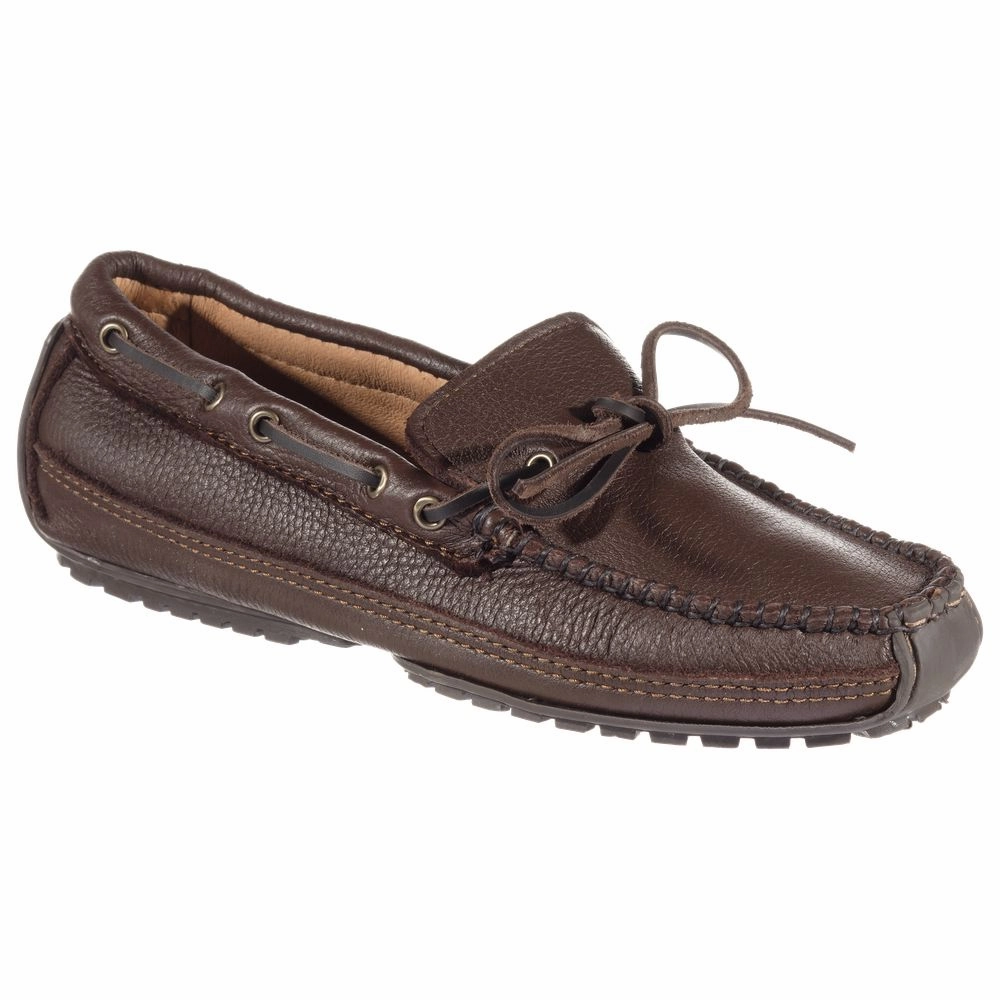 Minnetonka Moccasin Moosehide Weekender Moccasins for Men - Chocolate - 12M