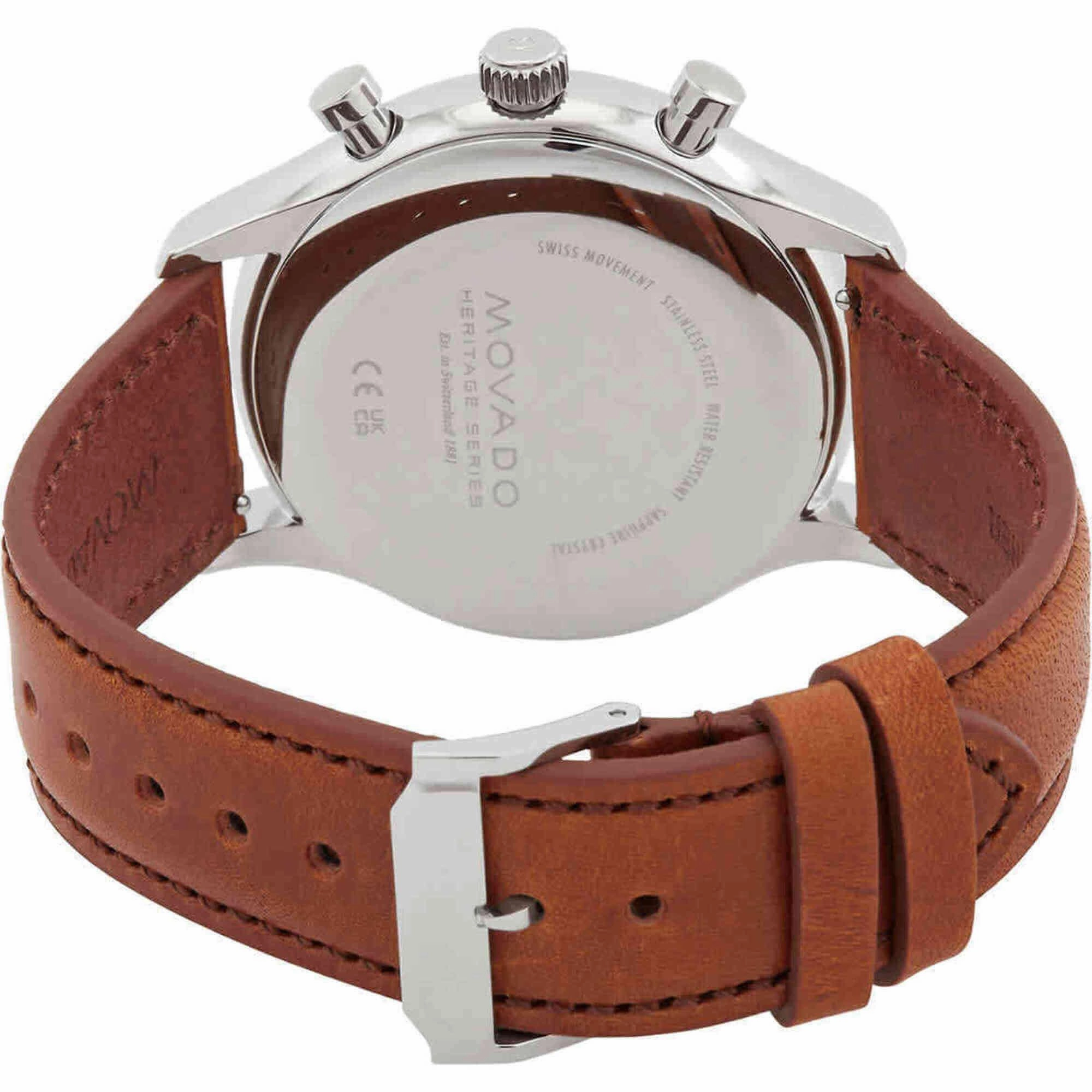 Movado Men's Watch - Heritage Calendoplan Chronograph Brown Leather Strap | 3650113