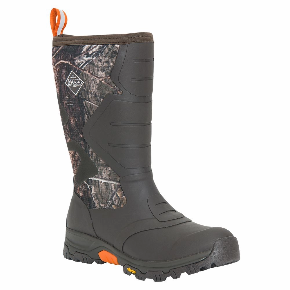 Muck Boot APMT-MDNACAM090 Apex Pro Rubber Boots for Men with Arctic Grip - Mossy Oak Country DNA/Bark - 9M