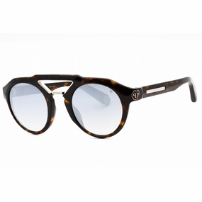 Philipp Plein Men's Sunglasses - Shiny Dark Havana Plastic Round Frame | SPP045M 722X