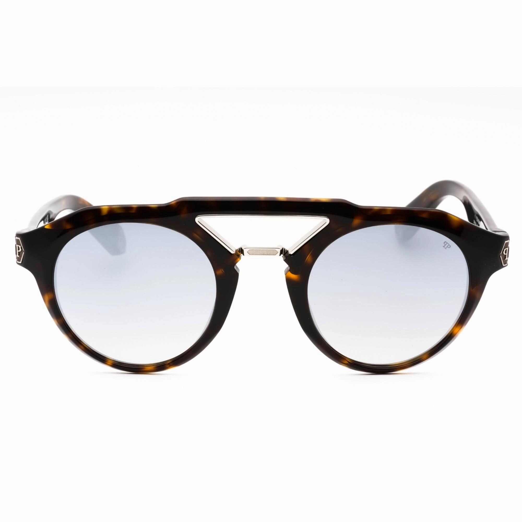 Philipp Plein Men's Sunglasses - Shiny Dark Havana Plastic Round Frame | SPP045M 722X