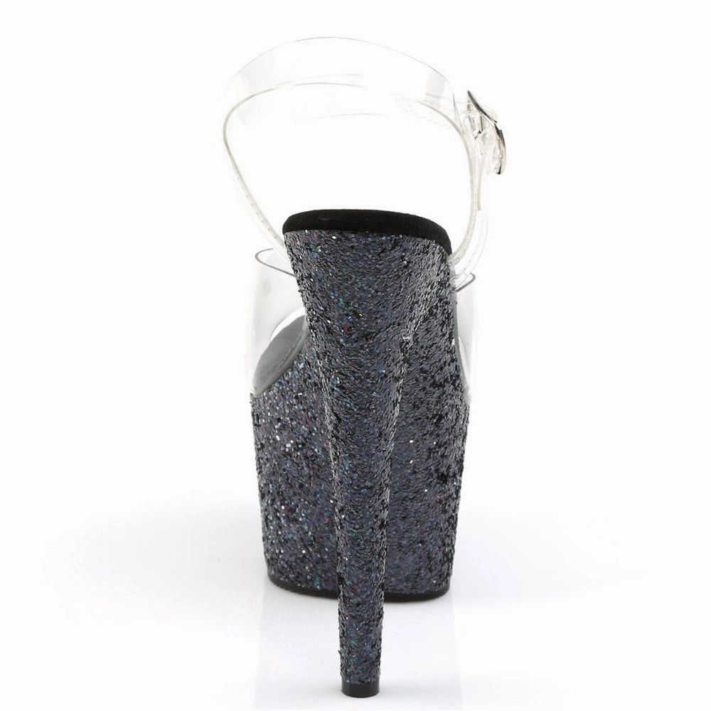 Pleaser Adore - 708LG Lisa - Clear/Black Glitter