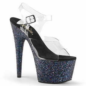Pleaser Adore - 708LG Lisa - Clear/Black Glitter