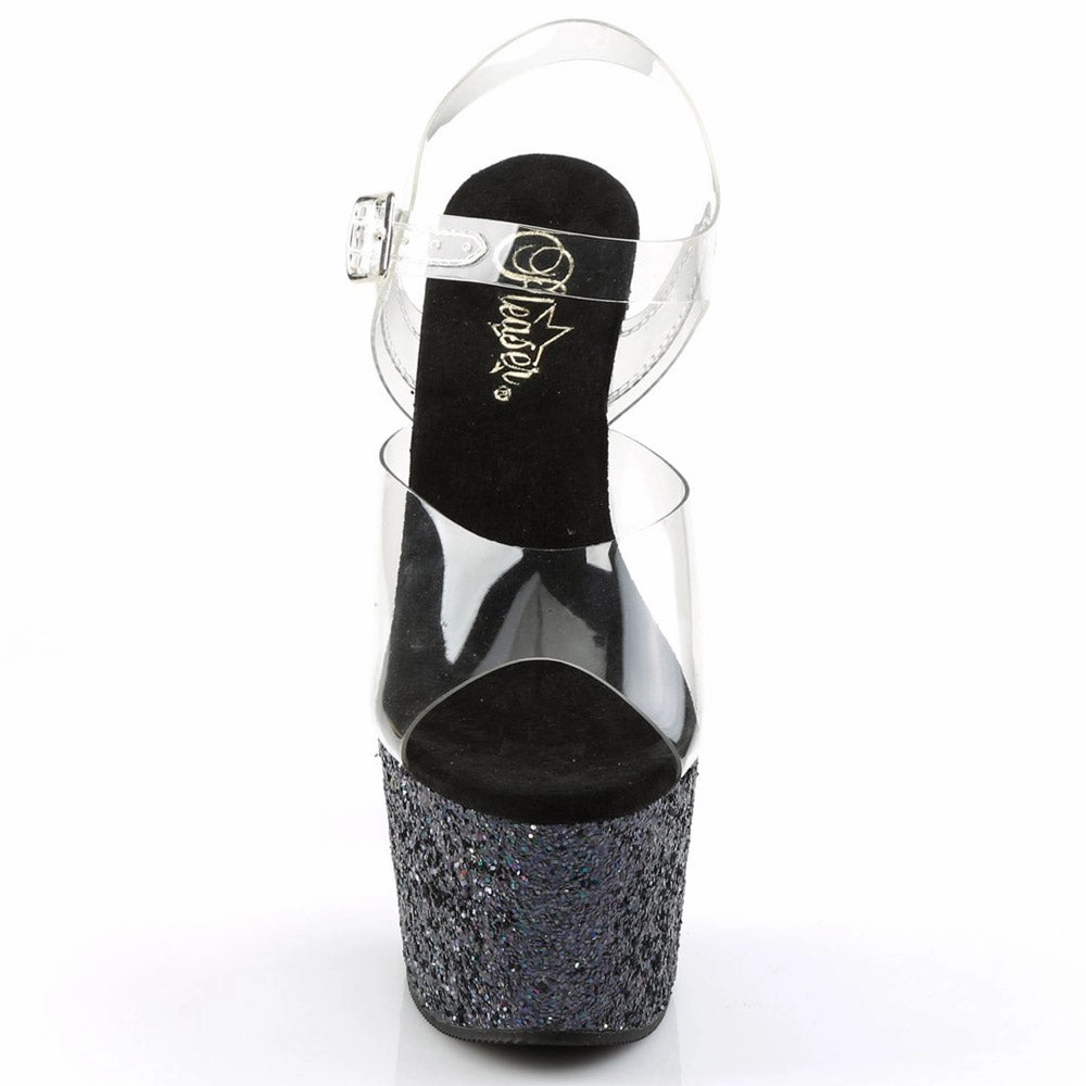 Pleaser Adore - 708LG Lisa - Clear/Black Glitter