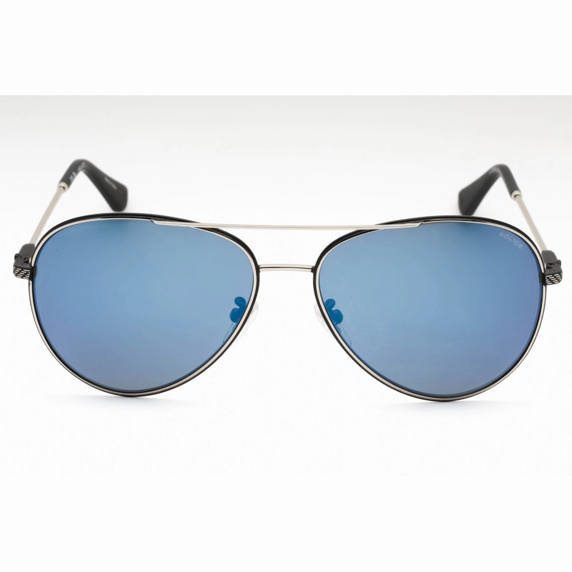 Police Men's Sunglasses - Black Silver Metal Aviator Full Rim Frame | SPLL11 K07B