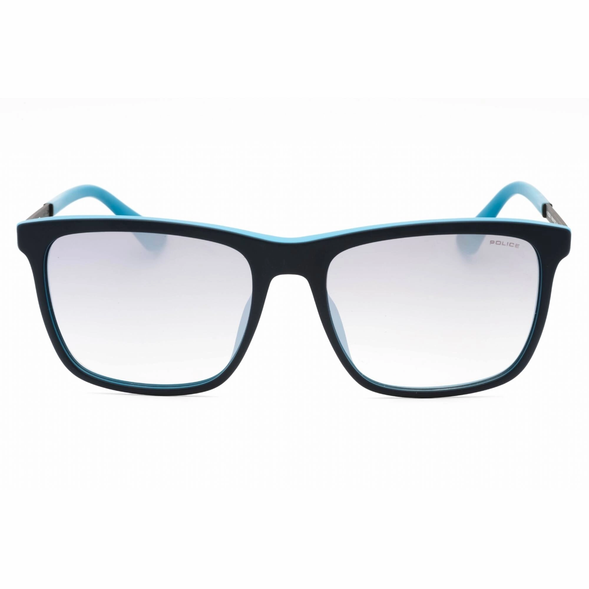 Police Men's Sunglasses - Blue Turquoise Acetate Square Full Rim Frame | SPLA56 WTRX
