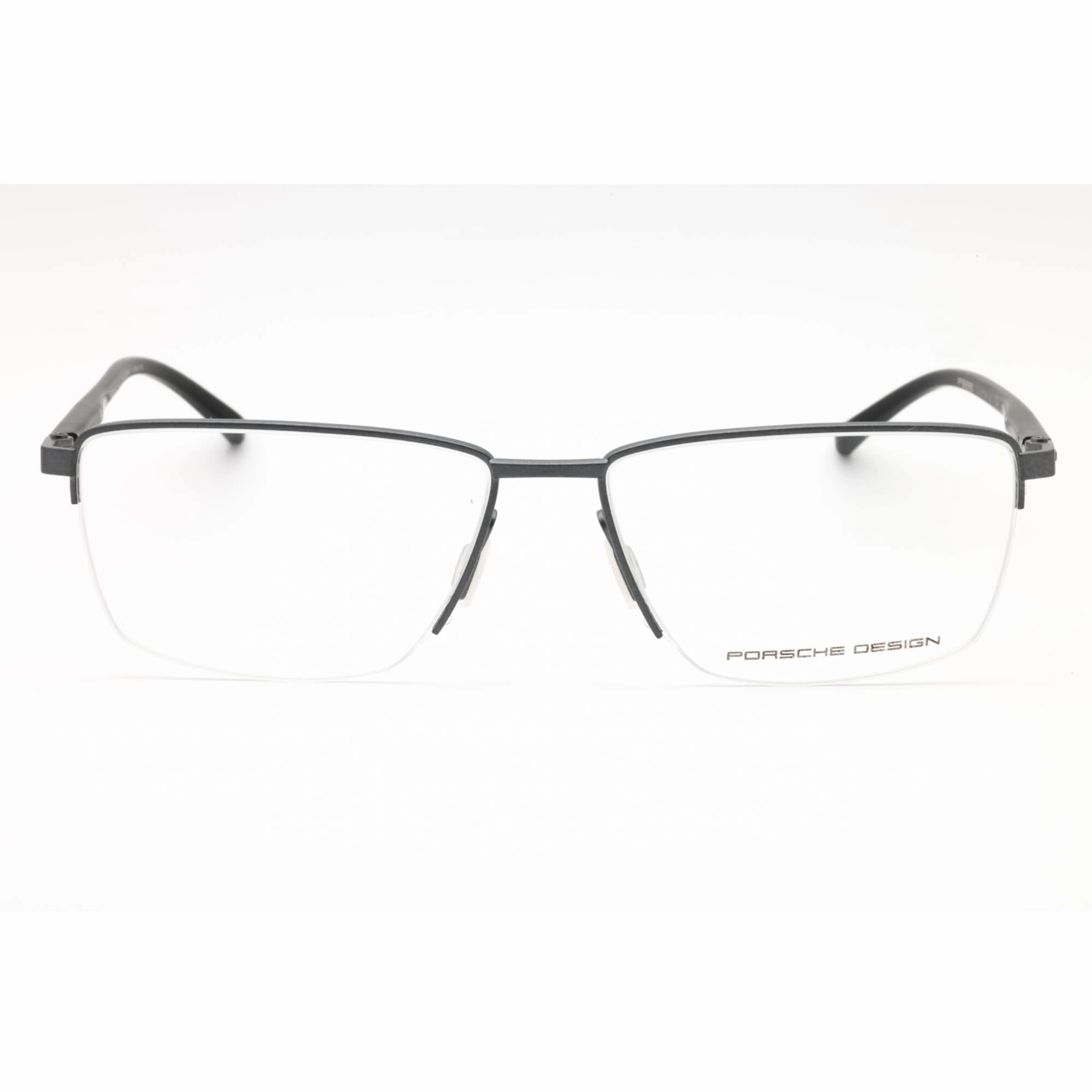 Porsche Men's Eyeglasses - Gunmetal Metal Rectangular Shape Half Rim Frame | P8399 D