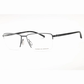 Porsche Men's Eyeglasses - Gunmetal Metal Rectangular Shape Half Rim Frame | P8399 D