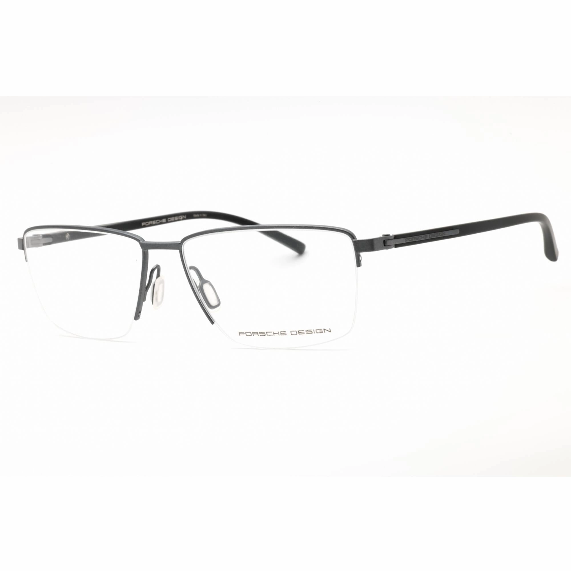 Porsche Men's Eyeglasses - Gunmetal Metal Rectangular Shape Half Rim Frame | P8399 D