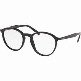 Prada Men's Eyeglasses - Matt Black Plastic Round Frame | PRADA 0PR 13TV 1BO1O151