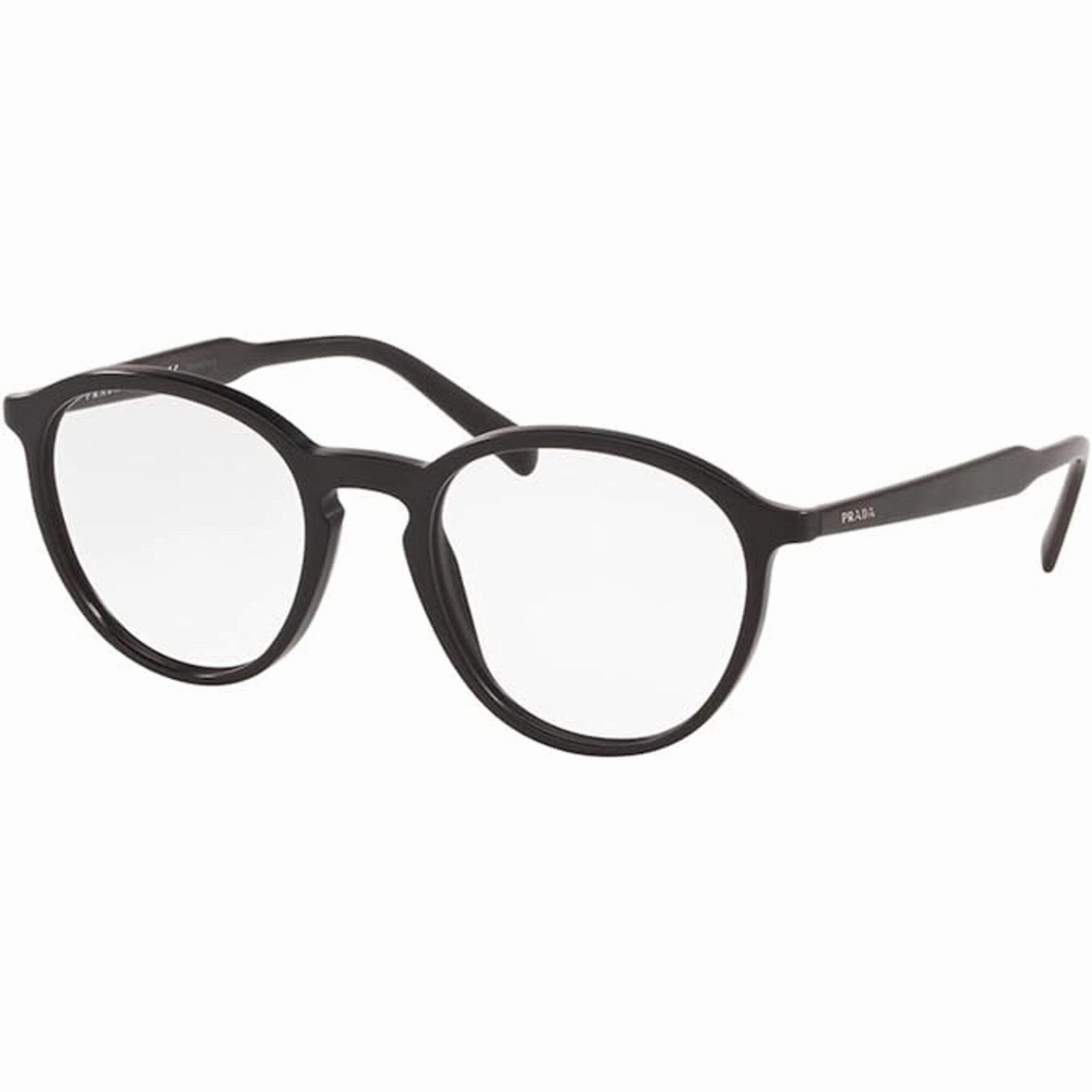Prada Men's Eyeglasses - Matt Black Plastic Round Frame | PRADA 0PR 13TV 1BO1O151