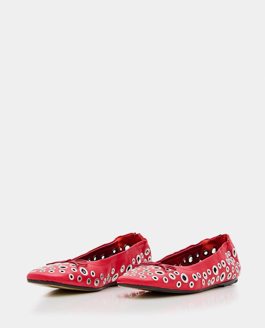 Red Leather Amy Ballet Flats