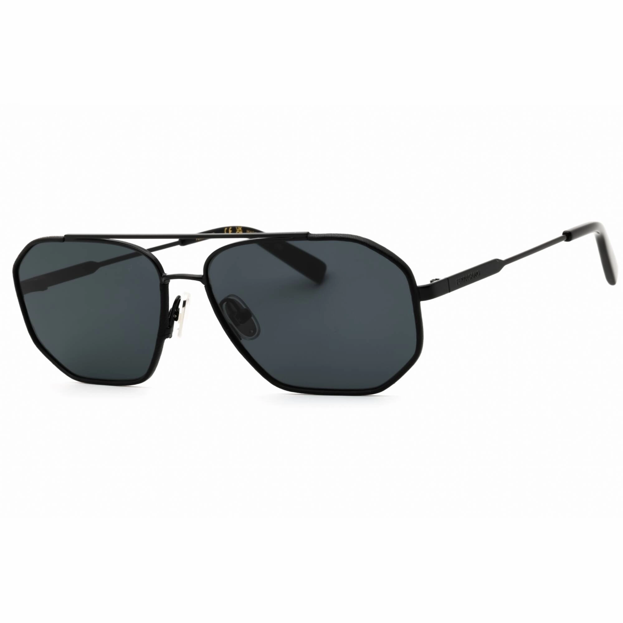 Salvatore Ferragamo Men's Sunglasses - Black Metal Navigator Frame | SF303SLN 001