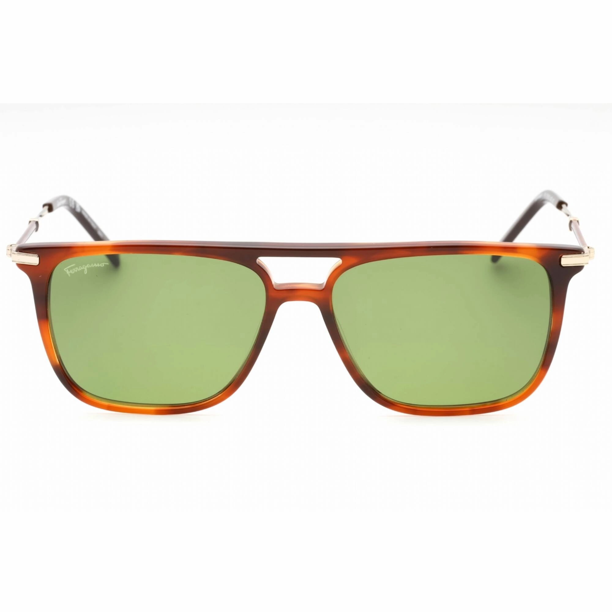 Salvatore Ferragamo Men's Sunglasses - Striped Brown Plastic Square Frame | SF966S 216
