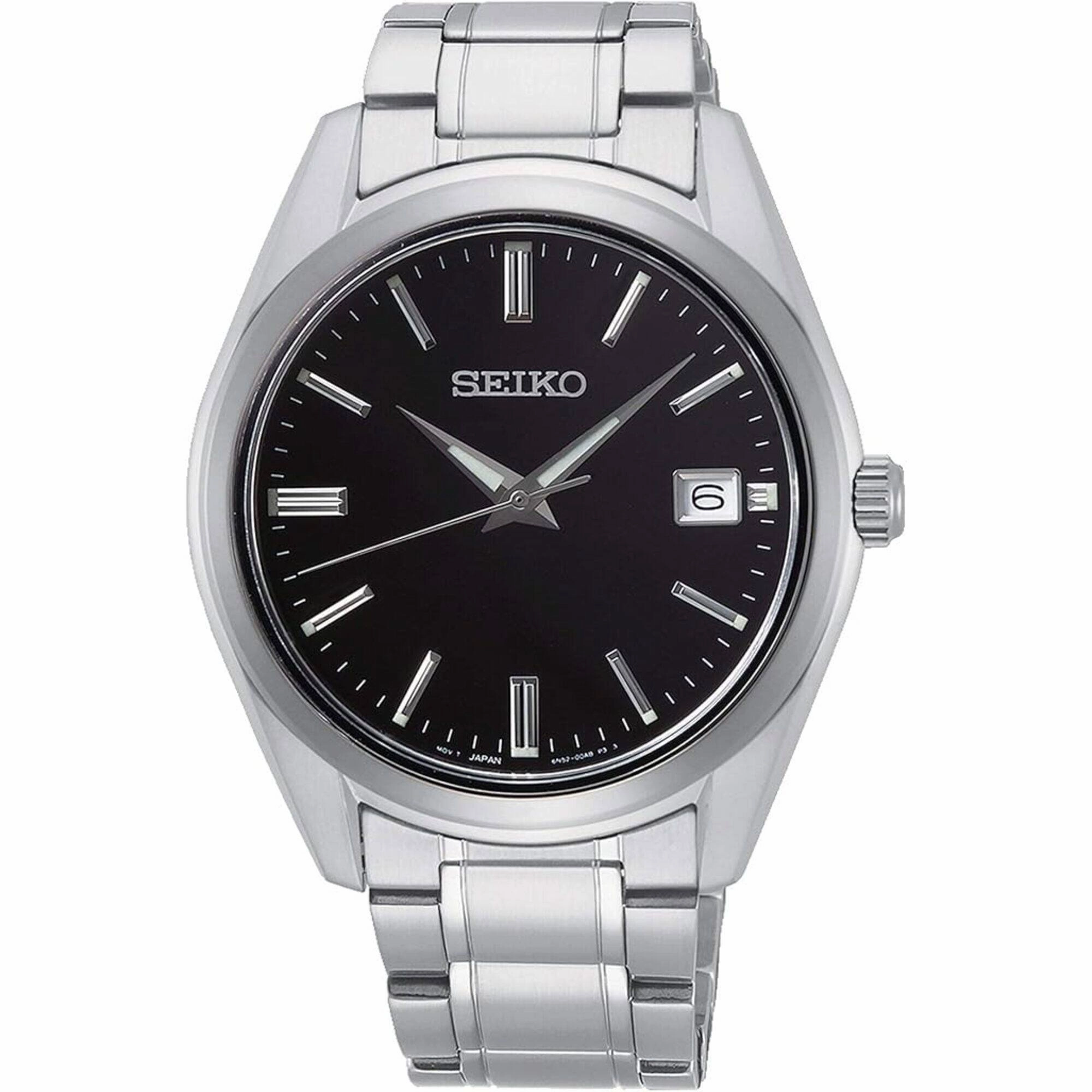 Seiko Men's Watch - Classic Quartz Black Dial Stainless Steel Bracelet | SUR311P1
