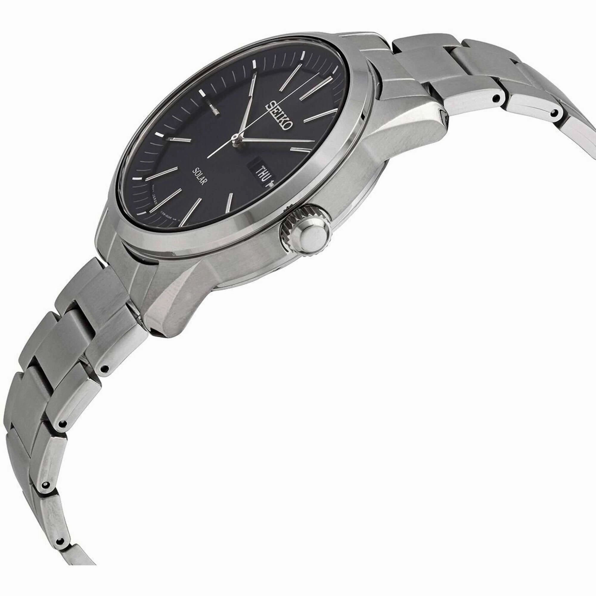 Seiko Men's Watch - Conceptual Solar Black Dial Stainless Steel Bracelet | SNE527