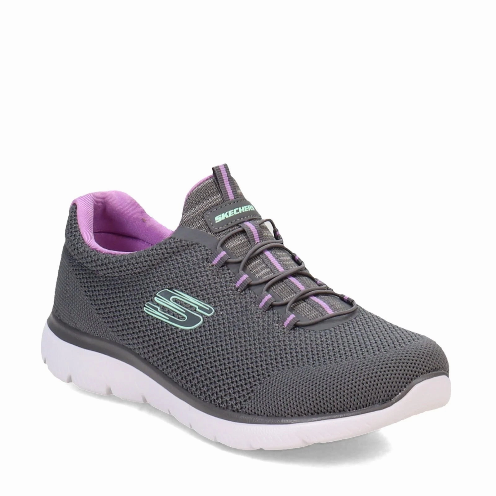 Skechers Women's Summits Classic and Fresh Sport Sneaker, Wide Width, Grey/Purple, 8