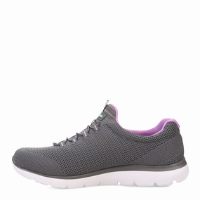 Skechers Women's Summits Classic and Fresh Sport Sneaker, Wide Width, Grey/Purple, 8