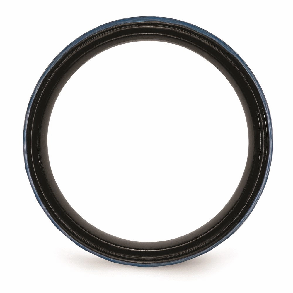 Stainless Steel Brushed and Polished Black/Blue IP-plated 8.00mm Band | SR675