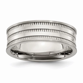 Stainless Steel Polished and Beaded 7mm Band | SR673