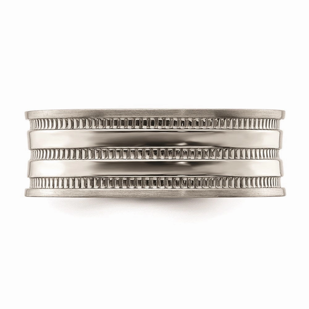 Stainless Steel Polished and Beaded 7mm Band | SR673