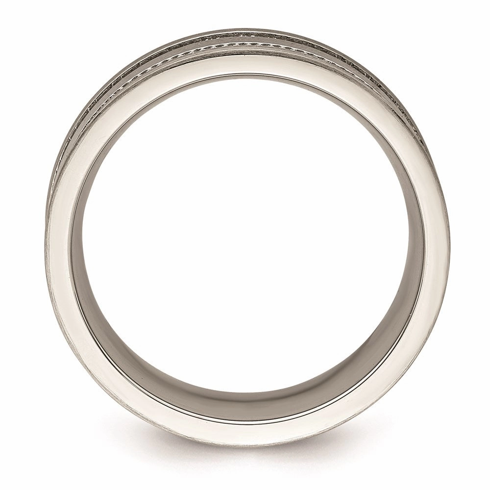 Stainless Steel Polished and Beaded 7mm Band | SR673