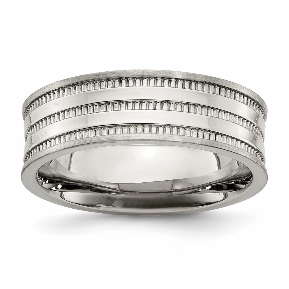Stainless Steel Polished and Beaded 7mm Band | SR673