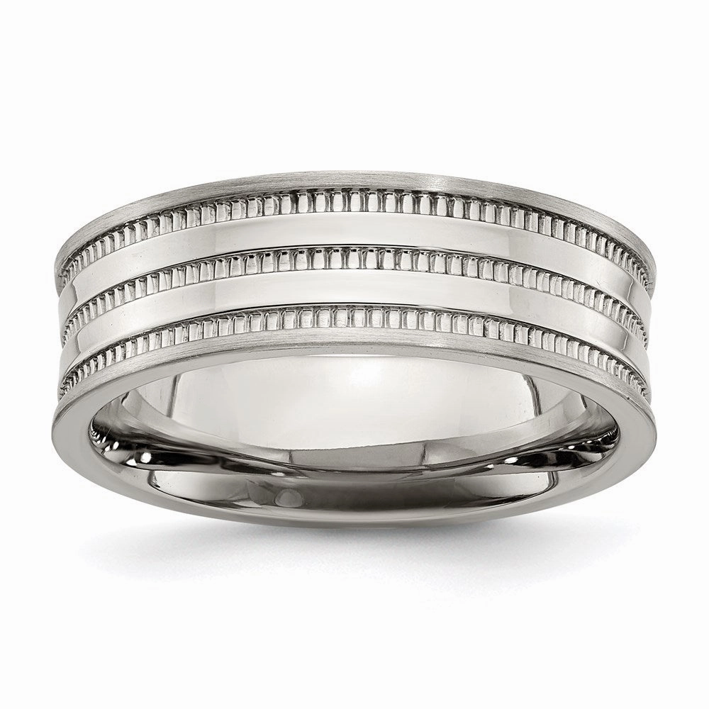 Stainless Steel Polished and Beaded 7mm Band | SR673